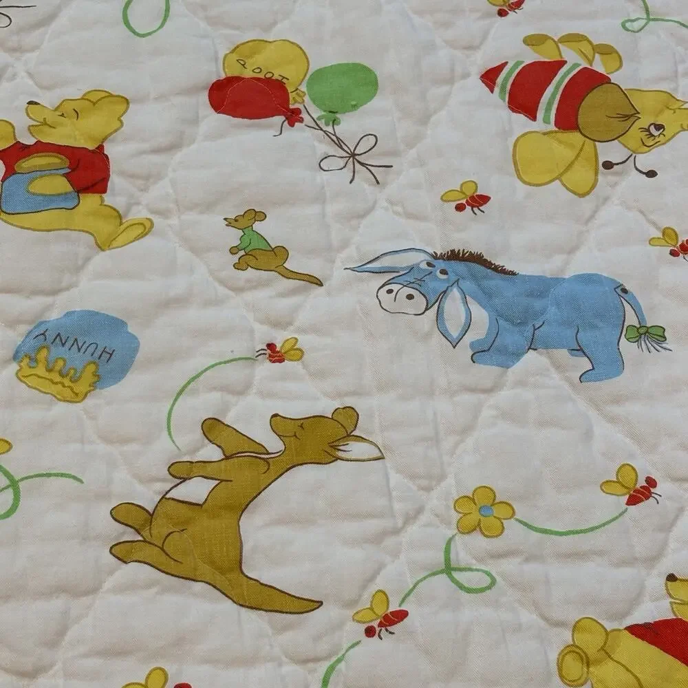 Vintage Winnie the Pooh Quilted Baby Blanket Sears ROI Eeyore Heffalump 35x44*